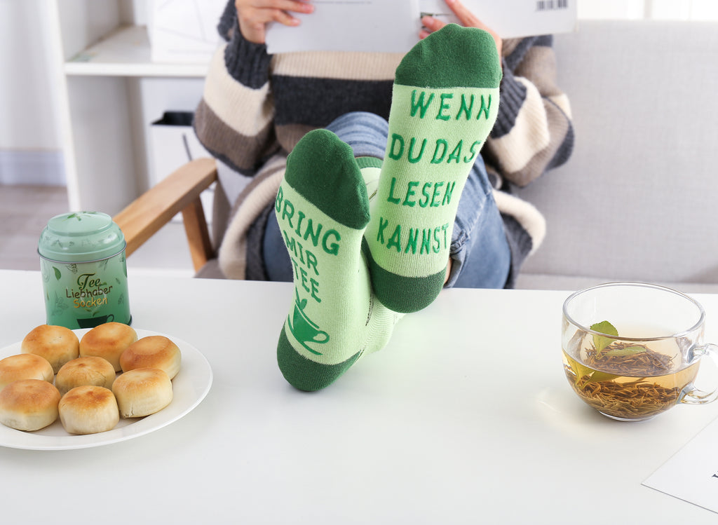Tee Socken mit Spruch "Wenn du das lesen kannst, bring mir Tee", Damen Socken rutschfest, Geburtstagsgeschenk, Geschenk für Mama, 37-43