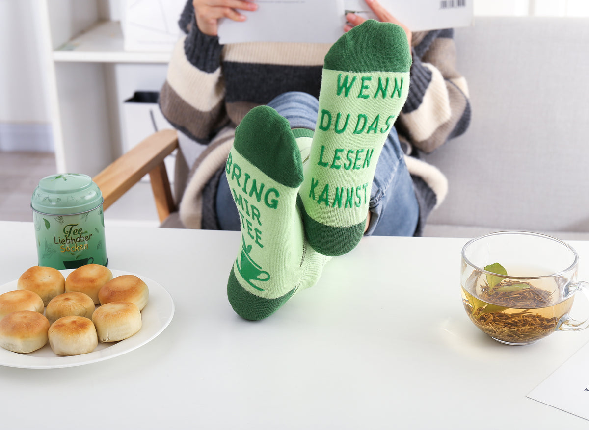 Tee Socken mit Spruch "Wenn du das lesen kannst, bring mir Tee", Damen Socken rutschfest, Geburtstagsgeschenk, Geschenk für Mama, 37-43