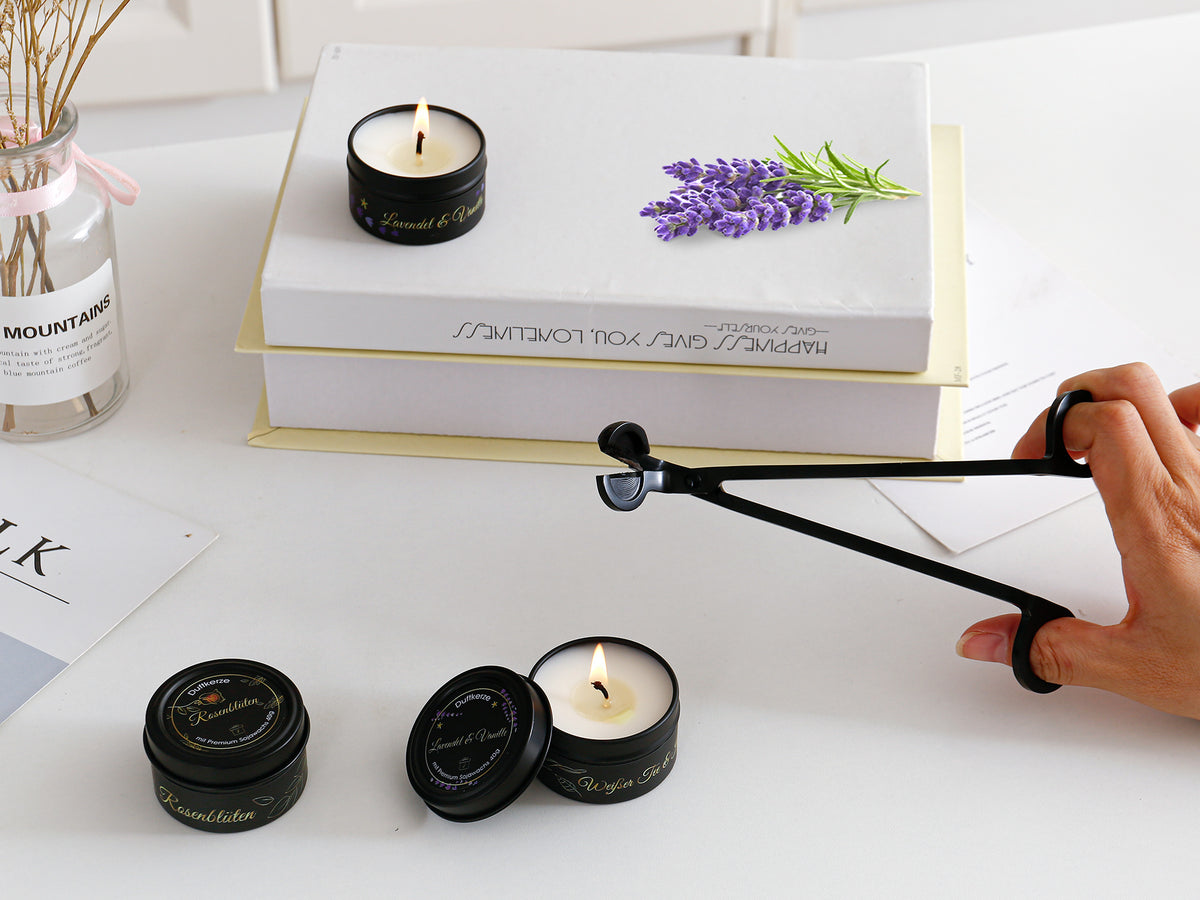 Geschenkset für Frauen, 4x Duftkerzen mit Dochtschere,  Geburtstagsgeschenk für Freundin, Mama, Schwester