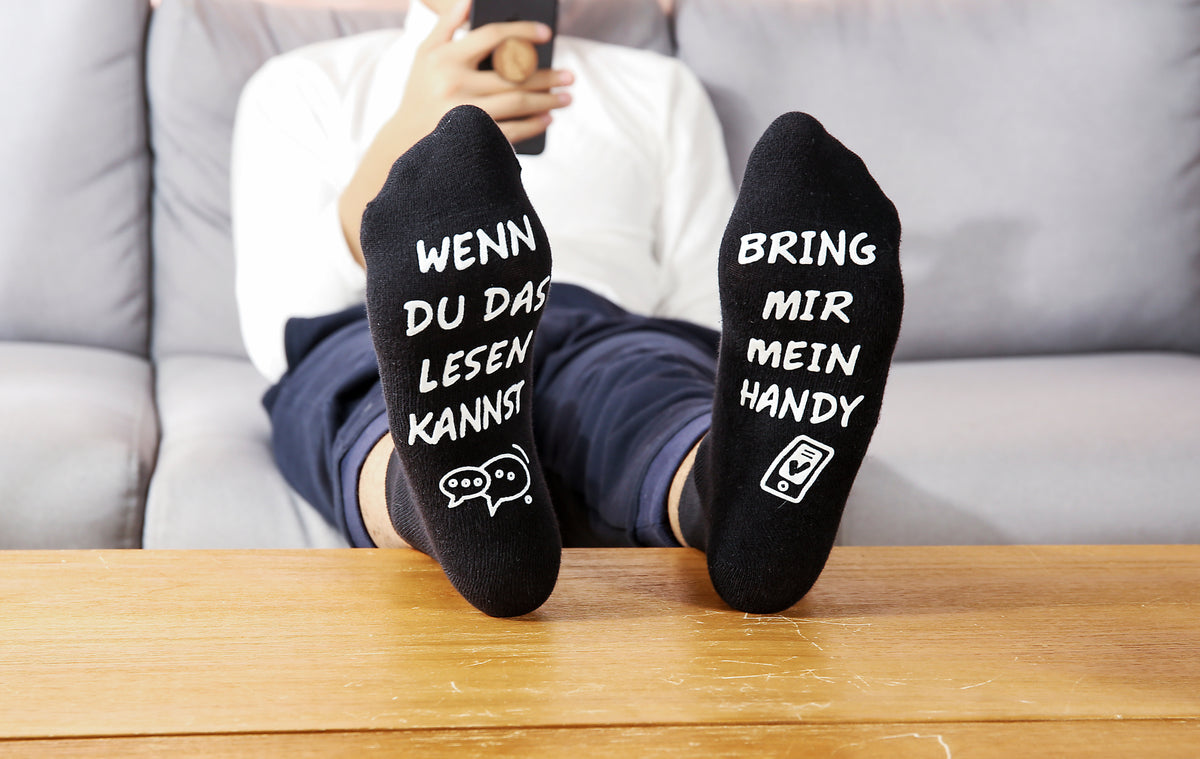 Handy Socken Geschenkset, WENN DU DAS LESEN KANNST BRING MIR HANDY, Geburtstagsgeschenke für Frauen, Geschenke für Freundin oder Freund